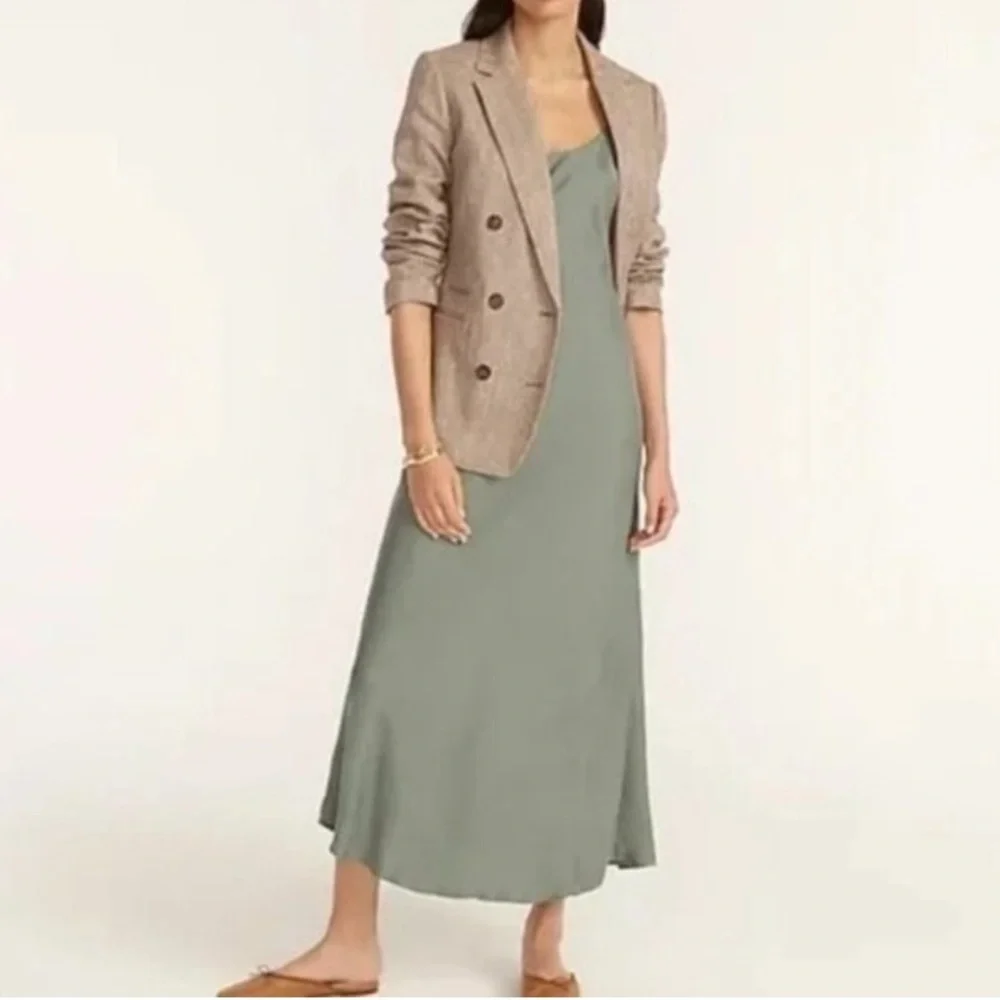 J.Crew Elegant Satin Green Slip Dress in Silky Green Cupro